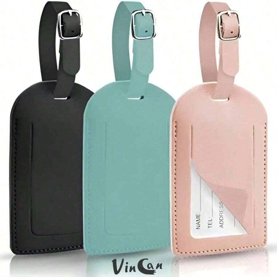 3pcs PU Leather Suitcase Labels Can Be Written Adjustable Labels Suitcase For Backpack Aviation Suitcase,Mothers Day Gift,Travel Essentials,Large Capacity,Travel Must Haves,Cruise Essentials