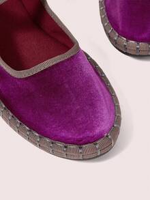 CUCCOO DOLLMOD 女士紫色优雅天鹅绒经典舒适天鹅绒玛丽珍平底鞋 - 紫羅蘭色 - 查看 4