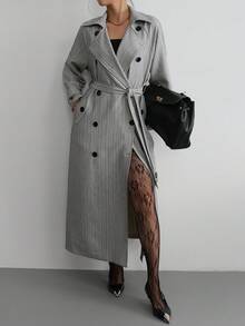 Aidyla Striped Fabric Fashion Autumn/Winter Trench Coat