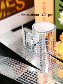 1600 miếng - Gạch mosaic gương thủy tinh thật, miếng dán gương tự dính, gương vuông nhỏ dùng cho đồ thủ công, trang trí nhà cửa, trang trí tiệc disco, tự làm quả cầu disco, bình hoa, cốc, khung ảnh (5 x 5 mm và 10 x 10 mm) - Bạc - Xem 11