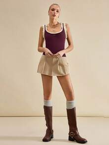 Muvela Bluză tricotată fără mâneci, cu volane, pentru femei, vară și toamnă 2025, elegantă, urbană, romantică, stil vintage pentru festivaluri de muzică country Y2K, casual, pentru afaceri, birou, întâlniri, petrecere, ieșire, aeroport, înapoi la școală, toamnă