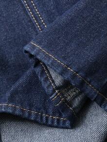 DAZY Women's Collared Fitted Princess Seam Denim Blouse Long Sleeve Women - Blue - View 6