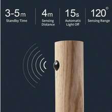 1PC Imitation Wood Grain Smart Human Body Sensor Night Light, LED Rechargeable Corridor Wall Lamp, Motion Sensor Light, USB Powered, Suitable For Bathroom, Toilet, And Corridors - warm light - View 11