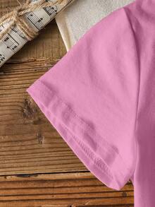 BABY SHARK X SHEIN Young Girl Cute Cartoon Shark Print Short Sleeve T-Shirt, Summer - White - View 4