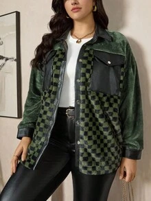 Zelara 大码假日教师返校休闲纯色秋季返校舒适修身镂空刺绣慵懒休闲风商务休闲宽松外套 - 綠色 - 查看 5