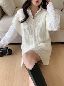 Feyla Casual Solid Color Versatile V-Neck Women Sweater Vests In Fall/Winter