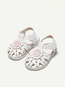Cozy Pixies 1 双白色女童花朵装饰凉鞋，适合夏季穿着，充满田园趣味，可爱立体花朵，度假休闲百搭婴儿凉鞋 - 白色 - 查看 4