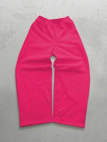 INAWLY Damen einfarbige Jogginghose mit elastischem Bund, locker und vielseitig einsetzbar, in Pink