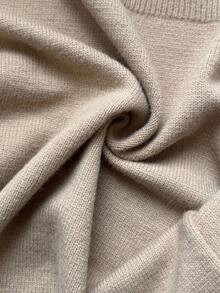 Elenzga 2pcs/Set Knitted Vest + Loose Solid Color Cardigan Sweater For Women - Khaki - View 7