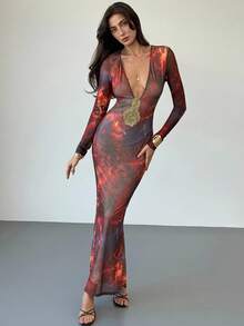 Aloruh 女士时尚性感豹纹连衣裙 - 彩色 - 查看 1