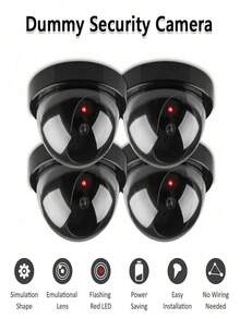 Hemisphere Realistic Surveillance Camera, Fake CCTV Dome Camera With Flashing Red LED Light