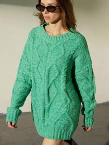 Aveloria Modichic New Fuzzy Knit Oversized Loose Pullover Sweater, Soft & Versatile - Green - View 5