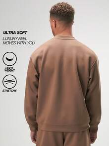 Arc 男士休闲圆领抽绳长袖宽松卫衣，带口袋，速干，适合秋季穿着，是送给丈夫或男友的绝佳礼物 - 棕色 - 查看 2