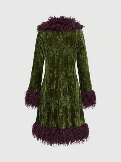 Hippie Hippie Style Women's Colorblock Faux Fur Jacket