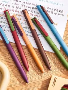 3/6支/套彩色凝胶笔，快干笔，0.5毫米细头黑色圆珠笔，适用于办公室和学校的流畅书写笔，返校用品 - 彩色 - 查看 5