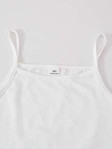 SHEIN 3 件套女童休闲套装：条纹翻领长袖宽松开衫、刺绣马前吊带背心和松紧腰阔腿裤，秋季 - 黃色 - 查看 6