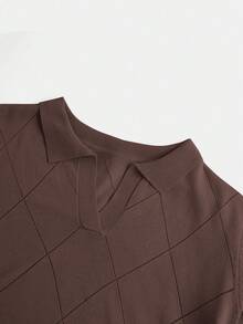 BizChic 驼色 Polo 领菱形针织毛衣，时尚优雅的商务休闲办公装，百搭浪漫风格，适合正式场合、派对、婚礼、音乐会、早午餐、机场、国庆节、新年、圣诞节、万圣节等各种场合。 - 咖啡棕 - 查看 9