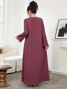 Al Najma 腰部系带休闲优雅百搭派对透视连衣裙 - 灰色 - 查看 6