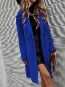 EMERY ROSE Women's Casual Solid Color Jacket, Autumn/Winter - Blue - View 3