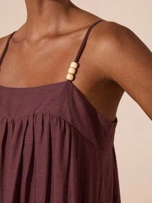 Travachic Váy yếm rộng in họa tiết du lịch dành cho nữ - Cà phê nâu - Xem 6