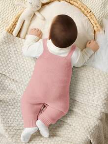 Cozy Pixies Bộ áo liền quần dài tay cổ tròn họa tiết gấu hoạt hình cho bé trai/bé gái sơ sinh, đa năng và thoải mái, bộ đồ liền thân dệt kim hình gấu cho bé. - Hồng - Xem 2