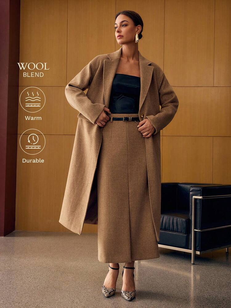 WOOL SINGLE BREASTED OVERCOAT