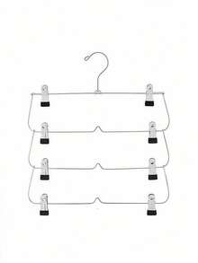 1pc 4/6-Tier Metal Skirt Pants Clips Pants Rack,Super Hanger 4/6-Tier Skirt Pants Shorts Hangers With Adjustable Clips Space Saving No Slip 12 Clips Clothing Storage Metal Skirt Rack Clothes Hangers,Multi-Function Storage Hanger - Multicolor - View 5