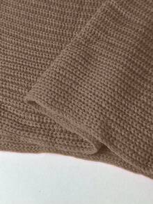 EMERY ROSE Áo len chui đầu dáng rộng tay dài cổ chữ V màu trơn cỡ lớn dành cho nữ, mùa thu - Màu nâu  Mocha - Xem 6