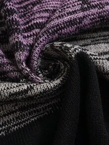 Rusticease Áo len cardigan sọc nhuộm loang màu cỡ lớn cho kỳ nghỉ mùa đông - Nhiều màu - Xem 6
