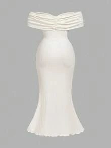 SHEIN MOD Christmas Plus Size Off Shoulder Metal Button Decor Criss-Cross Waist Jacquard Knit Apricot Top,Plus Size Off Shoulder Metal Button Decorated Cross Design Waist Jacquard Dress, Birthday Suit For Women, Casual Dress For Women, Summer Dress For Women, Honeymoon Dress For Women, Graduation Dress, Wedding Reception Dress For Women, Resort Wear For Women, Flowing Dress, Party Dress, Boho Dress For Women, Elegant Dress