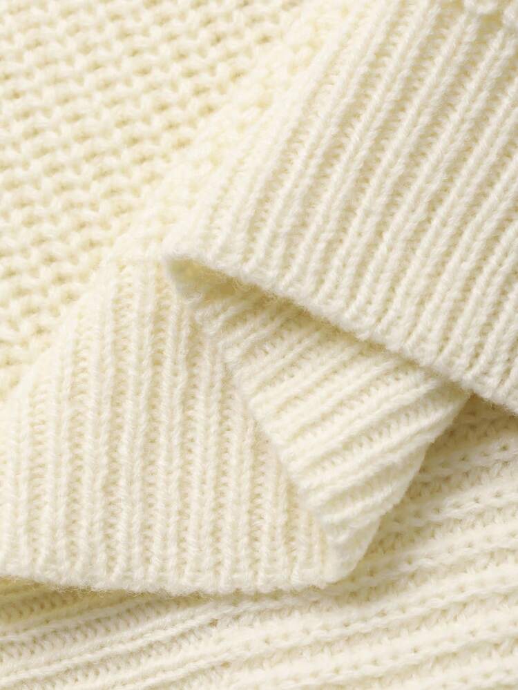 Oversized Boys Casual Letter Jacquard Knit Sweater, Autumn