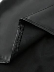 Rometta Plus Size Women Lapel Zip Front Asymmetric Hem Faux Leather Jacket Winter Fall Autumn - Black - View 6