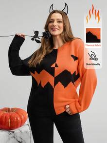 Comfylo Plus-Size Women's Winter Long-Sleeved Sweater For Autumn And Winter, Gothic Plus Size Women Halloween Costumes Ghost Going Out Winter Sweater - Multicolor - View 7
