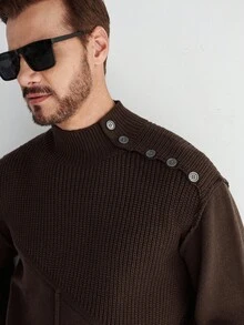 Manfinity CityGents Men's Casual Solid Color Long Sleeve Sweater, Suitable For Everyday Wear, Old Money , Fall Winter