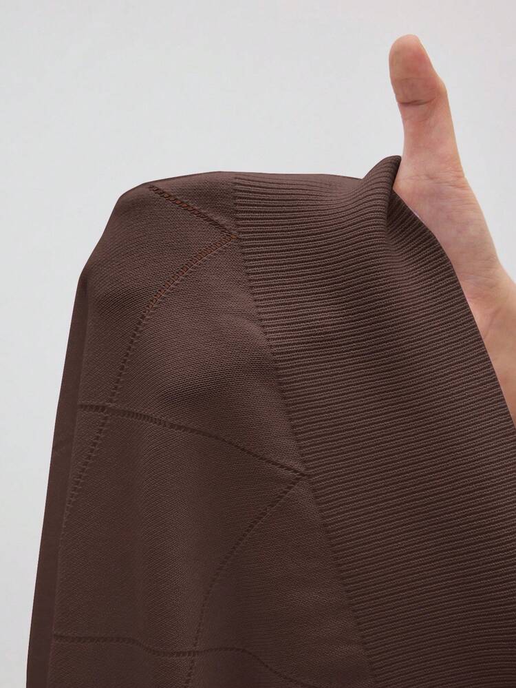 SHEIN BIZwear Maglione in maglia di diamanti con colletto alla polo color cammello, elegante e alla moda per l'ufficio e il tempo libero, stile romantico versatile adatto per occasioni formali, feste, matrimoni, concerti, brunch, aeroporto, Festa Nazionale, Capodanno, Natale, Ognissanti - Caffè Marrone - Visualizzare 13