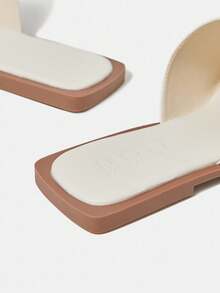 MOTF PREMIUM SQUARE TOE FLAT SANDALS - Beige - View 6