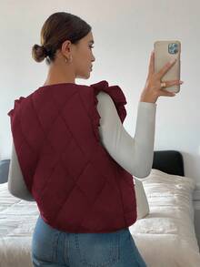 Siren Gaze Chaqueta sin mangas de unicolor casual para mujer, otoño/invierno