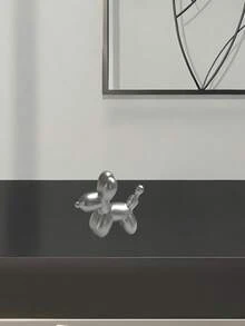 1 Stück Silber Ballon Hund Statue Metallskulptur, moderne Kunst Heim Dekoration Statue für Kaffeetisch Küche, Ornament Raumaccessoire