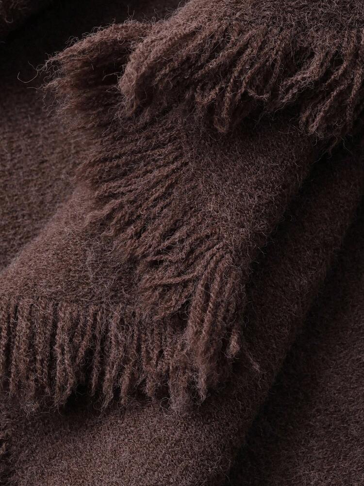 Women's Elegant Solid Color Fish Tail Fringe Sweater Skirt, Autumn Winter Women Skirts