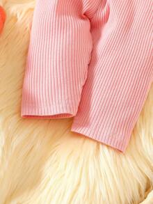 Newborn Baby Girl's White Sweater With Printed Cat Pattern Long-Sleeved Top Matched With Pink Striped Pants 2-Piece Set. Fashionable And Cute Cartoon Style, Comfortable Fabric, Suitable For Photography And Outdoor Activities Fall Winter - Multicolor - View 6