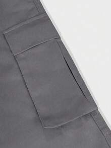 Manfinity Homme Men's Casual Solid Color Pocket Pants, Fall - smoke gray - View 3