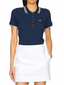 Tommy Hilfiger Contrast Flag Women's Polo Shirt Navy Blue