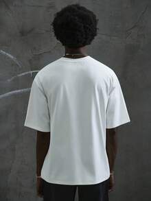 Manfinity ZONE917 男士白色街头风格T恤短袖上衣，黑白嘴巴图案，适合夏季，有趣，适合外出 - 白色 - 查看 10