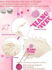 12pcs Hangover Gift Bag Loose Single Party Gift Drawstring Tool Bag Suitable For Wedding Bride Gifts, Hangover Survival Guests, Bridesmaids, Single Party Supplies,Christmas