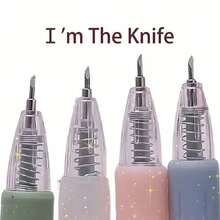 3pcs Multi-Color Retractable Craft Knife Pens - Easy Press-To-Extend Blade, PP Material - Perfect For Paper Cutting, Card Making & Unboxing - Sleek Design With Transparent Body, Small Paper Cutter,Random Color And Style - Multicolor - View 10