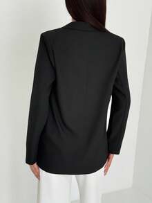 Aloruh Women's Solid Color Lapel NeckLong Sleeve Casual Blazer Jacket, Autumn