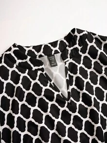 Rusticease Plus Size Women's Printed Simple Everyday Dress For Summer,Beach Dress Sundress,Holiday Outfits Boho - Black and White - View 3