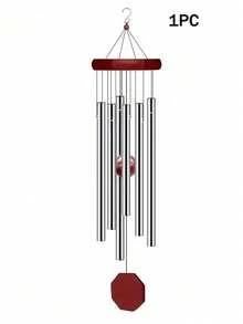 1 件经典银色铝管风铃标签，带 6 个金属管铃，手工木制风铃，适用于户外露台/阳台、周年纪念/生日/感恩节/母亲节礼物、门廊/阳台/入口/花园装饰 - 銀色 - 查看 8