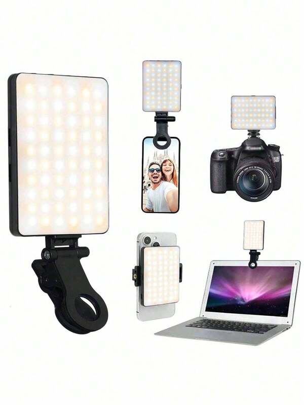 1pc Fill Light Decorative Light, LED Double Clip Fill Light, Rechargeable Battery, Three Adjustable Light Modes, Suitable For Live Broadcast Decoration, Bedroom Decoration, Selfie, Makeup, Photography, Online Conference, Vlog Shooting, Follow-Up, Travel, Video, Reading Light, Mobile Phone, Camera, Laptop, IPad, Suitable For Christmas, Mother's Day, Valentine's Day, Thanksgiving, Back To School Season, Can Be Given To Women, Friends, Family, Girlfriend Ideal Holiday Gifts.