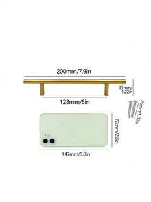 1pc/4pcs Black Golden Cupboard Handle Brushed Stainless Steel Kitchen Cabinet Door Knob Furniture Drawer Pull Hardware Pulls T Bar Handle - Gold - View 18